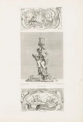 Ornamentpaneel met Schelpfontein Geflankeerd door Guirlandes en Voluten, pl. 22 in Oeuvre de Juste-Aurèle...